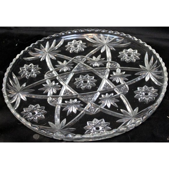 Vtg Anchor Hocking Star of David Round Serving Platter Scallop 13" Serving Table - Picture 1 of 5